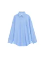 Chemise ample et rayée bleu et blanc à manches longues avec boutons vue détaillée - S / Bleu