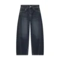 Jean en denim ample taille mi-haute pour femme avec design incurvé pour look chic. - XS / Bleu Marine