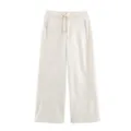 Gros plan sur le pantalon ample décontracté avec cordon de serrage et coutures latérales. - S / Bas / Beige