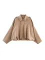 Veste Bomber Oversized en Daim Camel pour Femme Manteau Chic d'Automne Tendance - XS / Hauts / Kaki