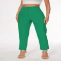 Women high-waisted casual suit trousers green elegant fashion trousers elegant wear daily outfit - Bright Green
