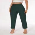 Dark Green High-Waisted Casual Suit Trousers for Women Elegant Office Pants Variant - Dark Green