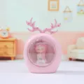 Cute pink deer antler girl figurine night light, sweet desktop ornament for home decor. - 1018-5 Pink Girl Star Lamp / Pink