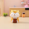 Süße Shiba Inu Figur mit Schokoladenblöcken, perfekte Schreibtisch Deko für das Büro. - Ornament-Serie / Hund, der Ziegel hält (19799) / Braun