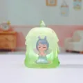Cute glowing fairy night light resin desk ornament in green with cute rabbit ears and wings. - 1177-11 Green Cartoon Elf Lamp / Green