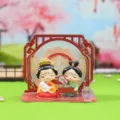 Tang dynasty style acrylic figurine ornament, ancient Chinese home decor gift desk decoration. - Tang Dynasty Lady Series / Playing With Cat (1089-23)