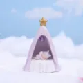 Cute sleeping angel night light resin desktop ornament with purple tent and star decor. - 1121-7 Purple Tent Baby Lamp / Purple