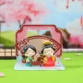 Tang dynasty style acrylic figurine scene ornament, cute antique desktop decor gift cultural item - Tang Dynasty Lady Series / Dressing Up (1089-23)