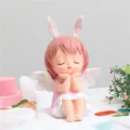 Cute rabbit ear angel girl vinyl coin bank, lovely pink cartoon figurine desktop decor. - 1121-2 Medium Prayer Angel Money Box / M / Pink