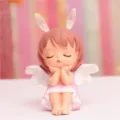 Cute vinyl angel bunny figurine, pink girlish desktop ornament for room home decor. - 1121-3 Small Angel Girl Ornament / S / Pink