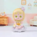Niedliche Anime-Mädchen-Figur aus Harz mit Lotussockel, ideal für Schreibtisch-Dekoration. - Niedliches Mädchen Stil (618-2) / 618-2 Gelb