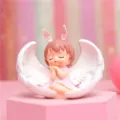 Cute angel bunny vinyl figurine pink room decoration lovely desktop ornament gift item - 1121-4 Small Prone Girl Ornament / S / Pink
