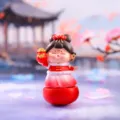 Chinesischer Stil Tang Dame Stehaufmännchen Figur, süßes Harz Desktop Ornament für Dekoration. - Klein Geldbeutel Haltend Dame (1088-45) / S / Geldbeutel Haltend