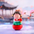 Chinesische Tang-Dynastie Damen Figur, rot-grüner Nationalstil Tischdekor Variante. - Klein Laterne Tragend Dame (1088-45) / S / Laterne Tragen