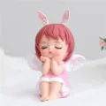Cute pink bunny ear angel girl figure miniature resin desktop home bedroom decoration toy - 1121-11 Pink Cupped Cheeks Girl / S / Pink