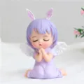 Cute purple bunny ear angel girl figurine, vinyl desk decoration, dreamy room aesthetic ornament - 1121-11 Purple Closed Eyes Prayer Girl / S / Purple