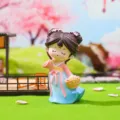 Traditional Chinese ancient style female figurine resin ornament desktop home decor gift - Tang Dynasty Lady Series / Flower Basket (1081-7)