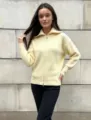 Women knit zip cardigan light yellow sweater casual fashion daily wear apparel new. - One Size / Light Yellow