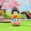 Tang Dynasty style court lady figurine ornament, cute cartoon antique Chinese desktop decor gift. - Tang Dynasty Lady Series / Buyao (1199-7)