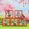 Tang style court lady figurine set, acrylic floating frame ornament variant style display - Tang Dynasty Lady Series / 5 Fridge Magnets Set (1225-4)