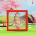 Tang lady acrylic suspension frame figurine, Chinese style desktop ornament and gift. - Tang Dynasty Lady Series / Holding Lotus (1225-5)