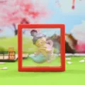 Chinese style Tang dynasty lady acrylic floating display frame cute miniature decor item - Tang Dynasty Lady Series / Playing Vertical Flute (1225-5)