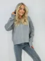Cardigan en tricot à capuche gris pour femmes, manteau zippé décontracté à manches longues. - Taille unique / Gris