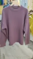 Donna colore unito casual maniche lunghe girocollo maglione lavorato a maglia top caldo - Taglia unica / Viola