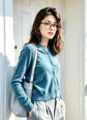 Damen blaue Strickjacke mit Knöpfen, lässiger Rundhalsausschnitt einfarbiger Pullover für Alltag. - Einheitsgröße / Blaugrün