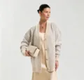 Dames casual oversized gebreid vest trui met chevon patroon en knopen voor dagelijkse stijl. - Eén maat / Abrikoos
