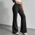 Women High Waist Drawstring Flare Pants Casual Lounge Trousers Autumn Fashion Wear - S / Bottoms / Coffee