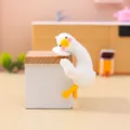 Süße weiße Ente Schreibtisch Ornament Harz Miniatur Figur für Büro Schreibtisch Auto Dekor. - Ornament-Serie / Du Siehst Gut Aus Ente (3132) / Weiß