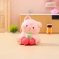 Süßes rosa Harzschwein Figur mit roten Kirschen für Bürotisch und Auto Armaturenbrett. - Niedliches Schwein Stil (2419) / Rosa Schwein (2419)