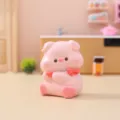 Süßes rosa Schweinchen Deko-Figur Harz Glücksbringer für Büro Auto Dekoration schönes Geschenk - Schwein mit Herz (2615-1) / Schleifenschwein (2615-1)