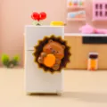 Miniatur Kühlschrank Spielzeug Variante mit süßem braunen Bären, ideal für Tischdekor. - Wasserschwein Kühlschrankmagnet (3105) / Braun