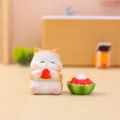 Niedliche Tier-Harzfigur isst Wassermelone Desktop Ornament kreatives Spielzeug für Dekoration - Wassermelonenessen-Stil (3115) / Gelb