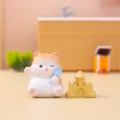 Süße Harz Cartoon Katze Figur mit Sandburg Modell für Desktop Heim Büro Dekoration. - Sandburgbauen-Stil (3115) / Gelb