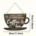 Holzkaffeetasse Hängeschild retro Küchentür Plakette mit rustikalem Text und Seildekoration - Klassischer Stil