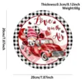 Holz Valentinstag Schild roter Lkw Wichtel rund Wandplakette Deko Party Deko Ornament - Rot-Weiß Kariertes Liebesauto