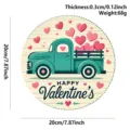 Valentinstag Holz Hängeschild rund rustikal blaues Auto Herz Türschild Dekoration 20cm - Blauer Liebeslaster