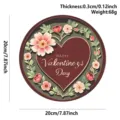 Wooden Valentine's Day decorative plaque round hanging sign for home wall decor 20cm - Wreath Heart Slogan