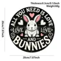 Rustic wooden hanging sign with cute bunny design, perfect for home wall and door decor. - Heart Rabbit