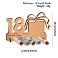 Wooden 18th birthday money holder ornament gift with dimensions and specifications display. - 18th Happy Birthday Table Decoration