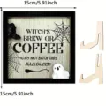 Halloween wooden decorative sign tabletop ghost ornament coffee theme party craft display item - Magic Wizard Coffee Display Stand