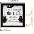 Halloween wooden ghost coffee sign ornament with wooden stands 15cm desktop party decor item - Spooky Coffee Display Stand