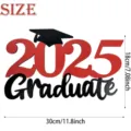 Wooden 2025 graduation party decoration sign with size specifications for photo props. - Red