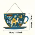 Holz Kaffeetasse Hängeschild, blaues Kamel Muster Wanddekoration für Küche und Kaffeebar. - Stil B Wüstenkamel