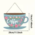 Holz Kaffeesbecher Wandbehang, vintage Hängeschild für Küche und Kaffeebar Dekoration. - Stil D Blume