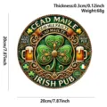 Vintage rundes irisches Pub Holzschild mit Kleeblatt und Bier Muster fuer Wanddekoration 20cm - 20*20*0.3cm / St. Patrick's Day Schild aus Holz mit Vintage-Kleeblatt und Bier