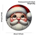 Round wooden Christmas Santa Claus door sign plaque, cute festive hanging decoration ornament. - Cute Santa Claus
